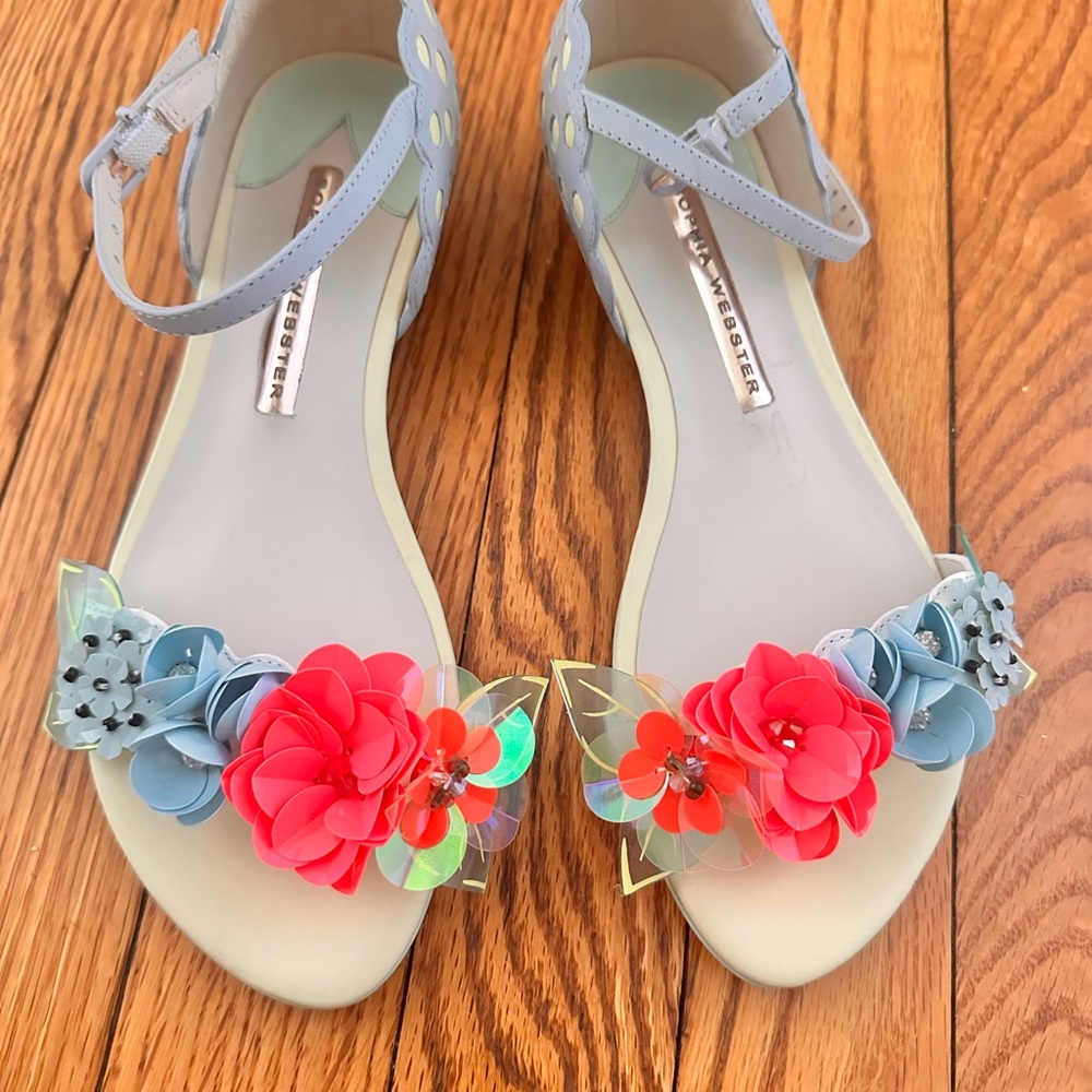Sophia Webster Blue and Pink Floral Sandals